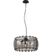 QAZQA Design hanglamp zwart met smoke glas rond 6-lichts - Mochan