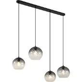 QAZQA Art Deco hanglamp zwart met smoke glas rechthoekig 4-lichts - Bao