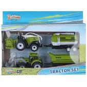 2 play Tractor en Combine met 2 Aanhangers, 24cm