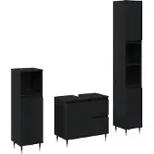 vidaXL Badkamermeubel Set 3 st Zwart Eiken 30 x 30 x 190 cm