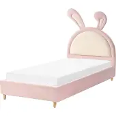 Beliani LALLIAS - Eenpersoonsbed - Roze - 90 x 200 cm - Fluweel