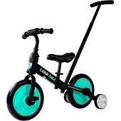 Viking Choice Loopfiets - driewieler met duwstang - 3-in-1 - zwart mintgroen
