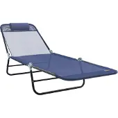 vidaXL Opvouwbare zonnebed Marineblauw 182 x 55 x 85,5 cm Textileen