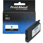 PrintAbout Inktcartridge 953 (F6U12AE) Cyaan geschikt voor HP
