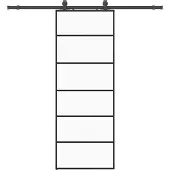 vidaXL Schuifdeur met beslagset 76x205 cm ESG glas zwart