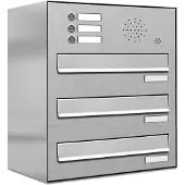 Brulo Brievenbus 3 klein_Brievenbus met intercompaneel _3_adressen__RVS