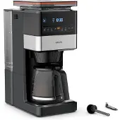 Krups - KM 8428 Grind Aroma XL - Kaffee-Vollautomat Koffiezetapparaat Zwart, Zilver Capaciteit koppen: 18 Met koffiemolen, Display