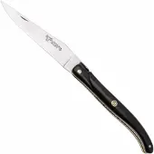 Laguiole En Aubrac Ebony, Black Mosaic Pin, Brass Liner, zakmes, 12 cm