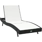 vidaXL Ligstoel Zwart en Wit 197 x 70 x 82 cm poly rattan