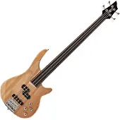 Gear4Music Chicago Fretloze Basgitaar van Natural