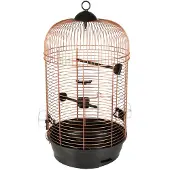 Flamingo Vogelkooi – Parkietenkooi Sanna 2 Koper Zwart – 35x35x67 cm – met zitstokken & eetbakjes – voor parkieten & kanaries