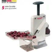Westmark Kersen- en pruimenontpitter, multi-ontpitter: voor 2 vruchten tegelijk, hoogte: 32,5 cm, kunststof/roestvrij staal/aluminium, Steinomat, wit/zilver, 40602260