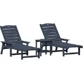 vidaXL Ligstoel 3 pcs Marineblauw Polyetheen