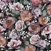 Ambiente Lunch Servetten - Vintage Flowers Black
