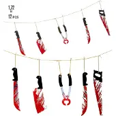 Catsson Int Group LTD - Halloween slingers met bebloede messen - Decoratie > Slingers en hangdecoraties