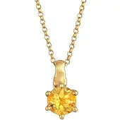 Elli - Elli Halsketting Dames Solitaire Hanger Klassiek met Citrien Edelsteen in 925 Sterling Zilver Verguld Kettingen