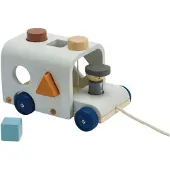 PlanToys Vormsorteerbus Houten Trekspeelgoed - Niet-giftig, Duurzaam Gemaakt Trekspeelgoed van Hout