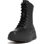 FitFlop Women F-Mode Leather Lace-Up Flatform Ankle Boots All Black-Schoenmaat 39