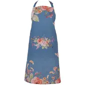 Clayre & Eef Keukenschort 70x85 cm Blauw Katoen Bloemen