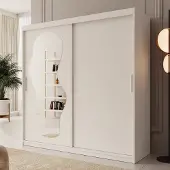 Meubella - Kledingkast Ulysses - Wit - 200 cm - Met spiegel