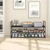 Mazazu - Schoenenrek staand - Schoenenstandaard met 3 niveaus - Metaal - Zwart - 116 cm hoog