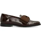 Manfield Bruine lakleren loafers met strik | Maat 39
