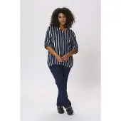 KAFFE CURVE Blouse 'KCSida' donkerblauw / wit