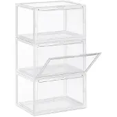 Songmics Kunststof doos met transparante deur, Transparant / 36 x 28 x 22 cm