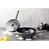 ISENVI Avon Pannenset Inductie - Keramisch - 5 Delig - Hapjespan en wokpan - PFAS, PTFE Vrij - Alle warmtebronnen