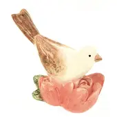 Meander Vogeltje op roze tulpen 14x7x11,5cm