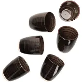 MamboCat Set van 6 Coffeeblack koffiemokken zwart ZONDER handvat - 24326250