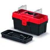 Prosperplast Kistenberg gereedschapskist, 36x18,6x19,3 cm, met draaghandvat, zwart-rood