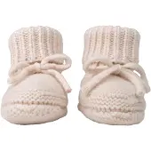 Lodger wollen baby slofjes ecru Jongens/Meisjes Merinowol Effen - maat 6-12 mnd