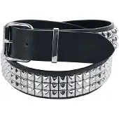 Black premium by emp Riem - Black Three-Row Studded Belt - zwart - Maat 95 cm