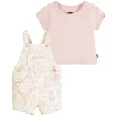 Levi's Set tuinbroek en body roze/geel