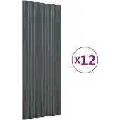 vidaXL Dakpanelen 12 st 100x36 cm gegalvaniseerd staal antracietkleurig