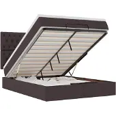 vidaXL Ottoman bed met matras 140x200cm stof donkerbruin