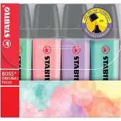 Stabilo BOSS ORIGINAL Tekstmarker Multikleur Breed Beitelpunt 2 - 5 mm Navulbaar 4 Stuks
