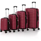 Juskys Kofferset Rome - 4-delig - ABS - Handbagage + Ruimbagage - Bordeauxrood