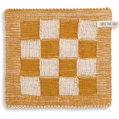 Knit Factory Pannenlap Block - Ecru/Oker - 23x23 cm