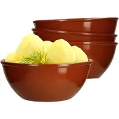 MamboCat Set van 4 kleikommen 18cm bruin geglazuurd 1L - 99537