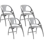 Beliani NEMI - Tuinstoel set van 4 - Grijs - Polypropyleen