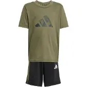 Adidas Trainingspak 'Train Essentials' antraciet / olijfgroen / zwart / wit