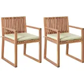 Beliani SASSARI PREMIUM - Tuinstoel set van 2 - Bruin/Lichtgroen - Acaciahout