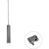 QAZQA Design hanglamp zwart incl. railadapter 3-fase - 3-Fase Tuba Small