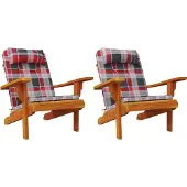 vidaXL Stoelkussens 2 pcs Rode Ruit 58 x 77 x 4,5 cm Oxford Stof