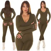 Koucla Jumpsuit Dames Kaki Maat M - Elegante Overall voor Dames - Comfortabele Pasvorm