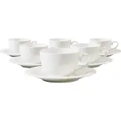 Villeroy & Boch Cappuccinotassen mit Untertassen White Pearl 310 ml Set van 6