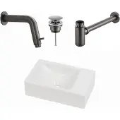Plieger Houston fonteinset met witte fontein rechts en gunmetal inbouwkraan