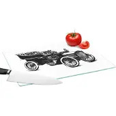 KitchenYeah Glazen Snijplank - 39x28 - Oude retro auto - Snijplanken Glas